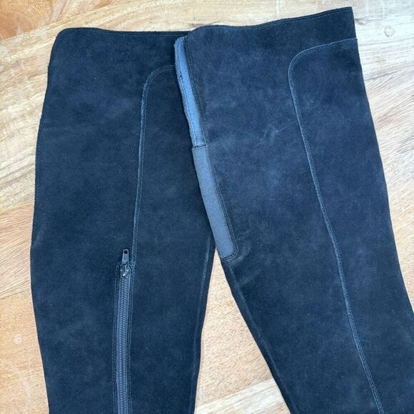 Corso Como Black Suede Leather Heeled Boots Over The Knee Size 8.5 Loval Classic - Picture 4 of 11
